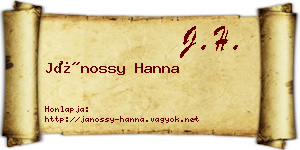 Jánossy Hanna névjegykártya